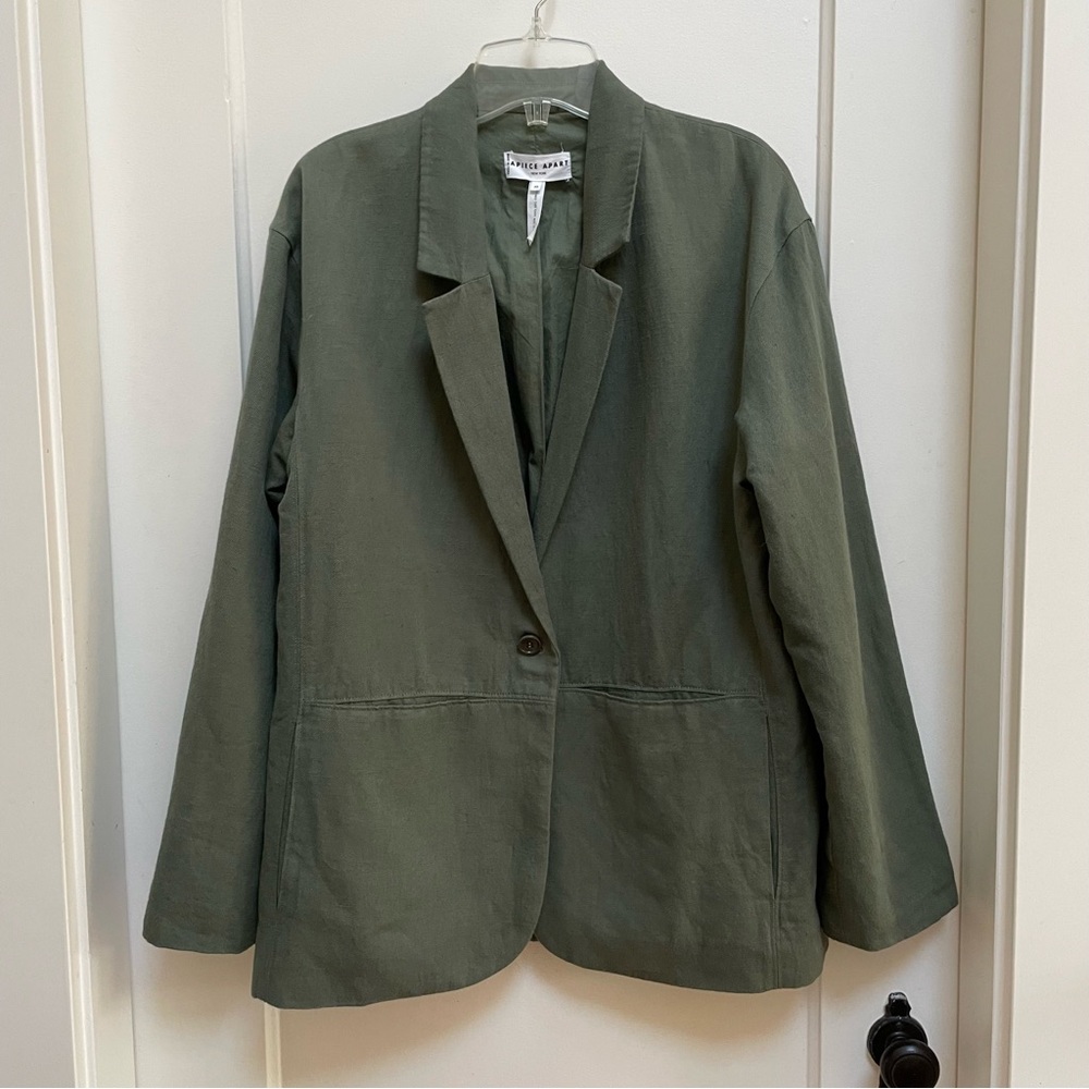 Apiece Apart olive green linen blend blazer